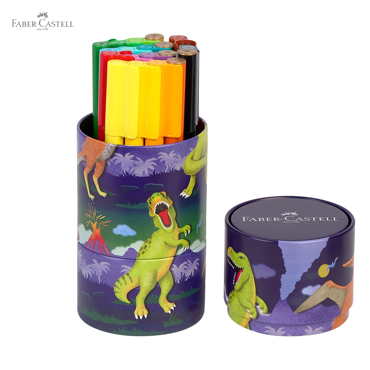 Set 20 carioci Faber-Castell Connector editie dinozauri, capac interconectabil, culori intense pentru copii [4]