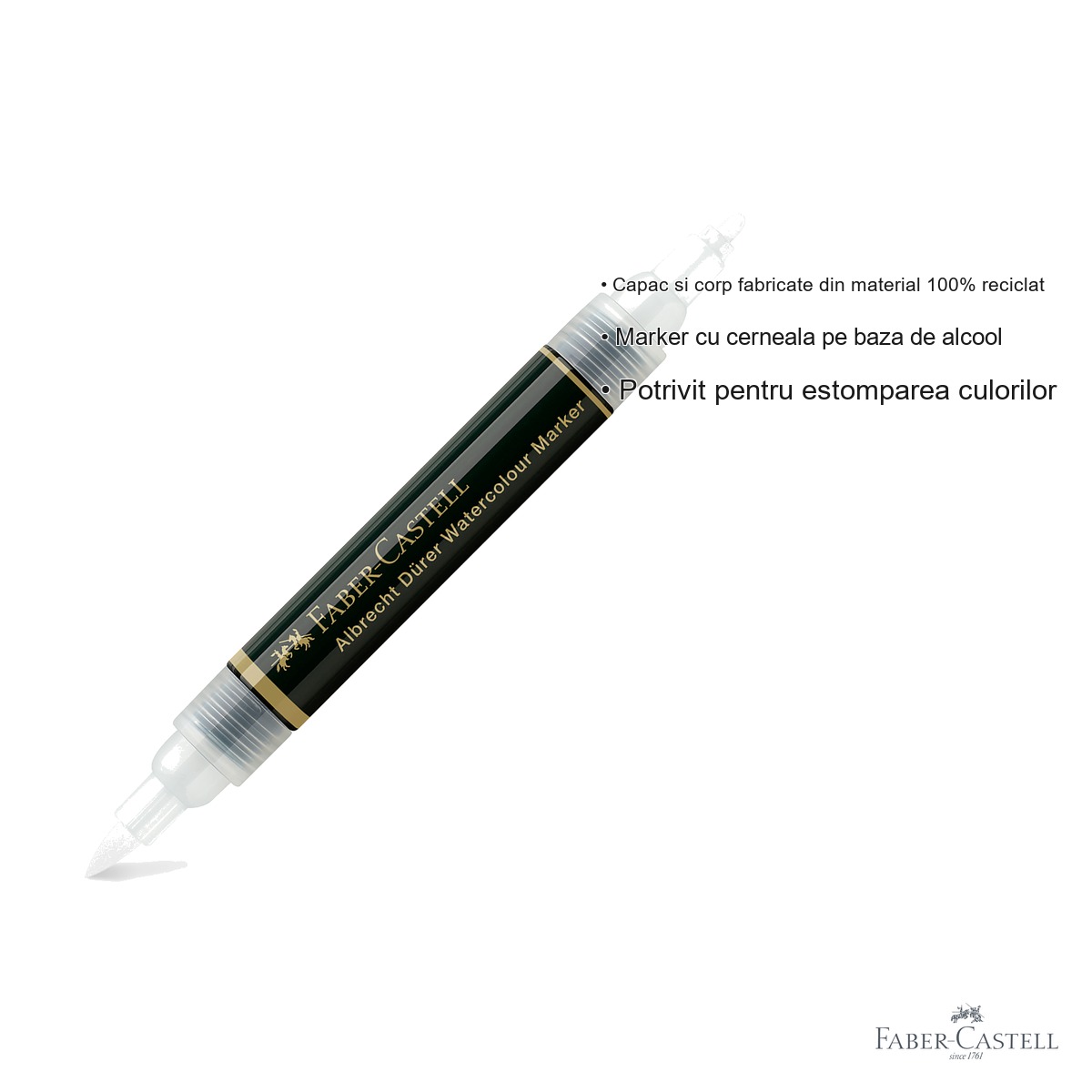 Blender marker solubil Faber-Castell Albrecht Durer, varf pensula si fineliner, pentru estompare culori [2]