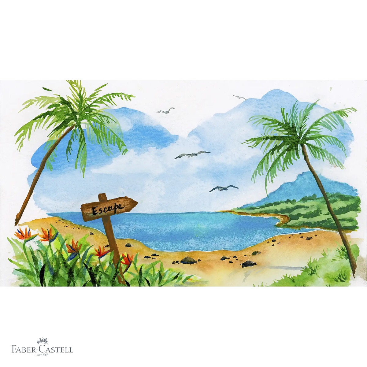 Set 4 markere solubile cu 2 capete Faber-Castell Goldfaber, colectia Tropical, pentru arta si ilustratie [3]