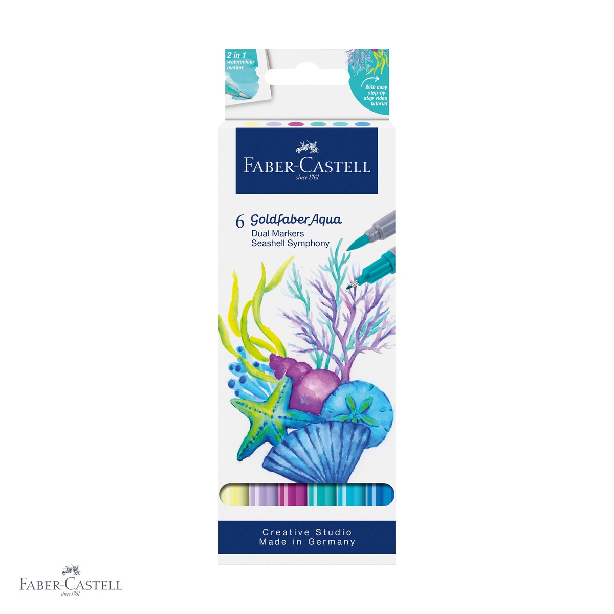 Markere - Set 6 markere solubile cu 2 capete Faber-Castell Goldfaber, colectia Tropical, pentru pictura si desen artistic