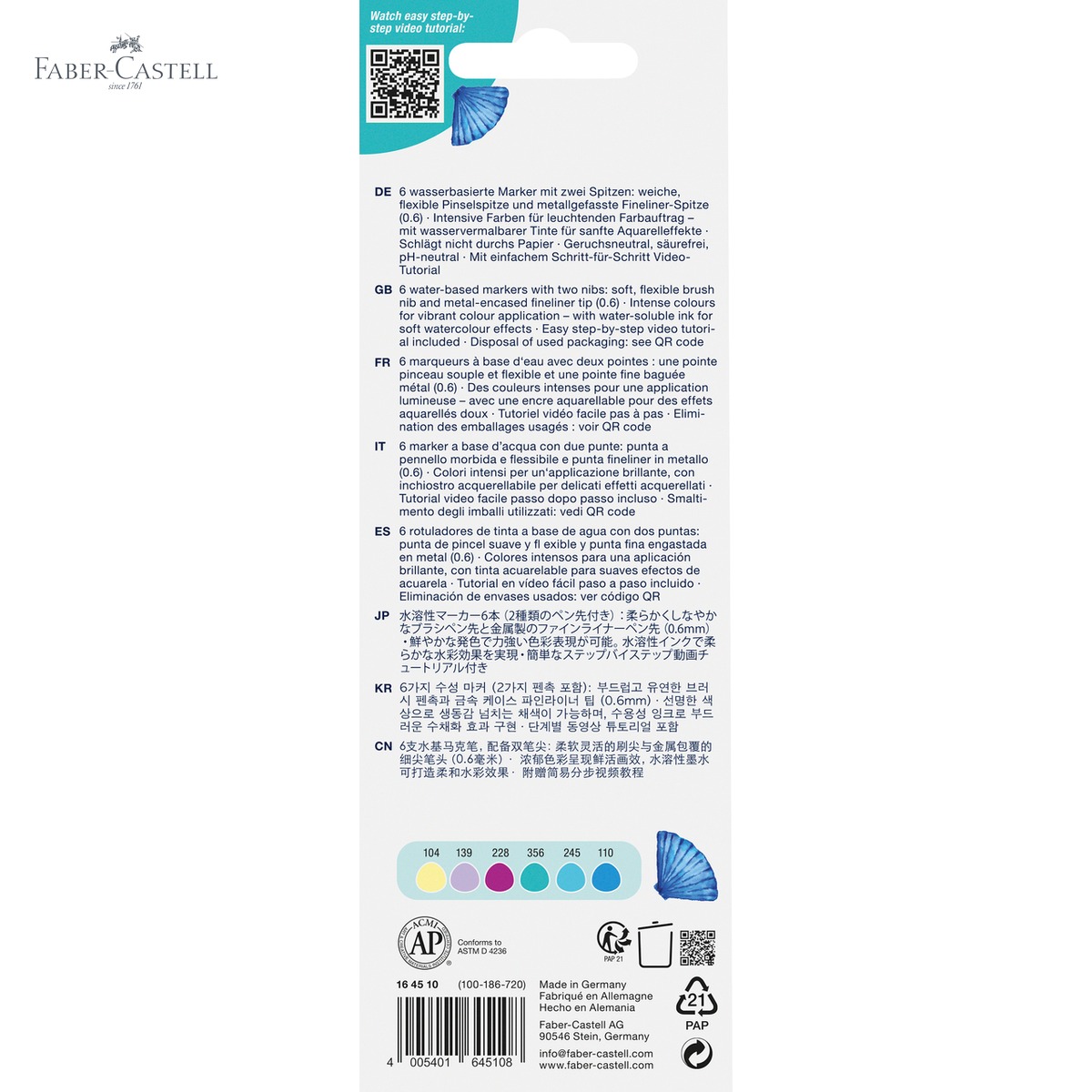 Set 6 markere solubile cu 2 capete Faber-Castell Goldfaber, colectia Tropical, pentru pictura si desen artistic [4]