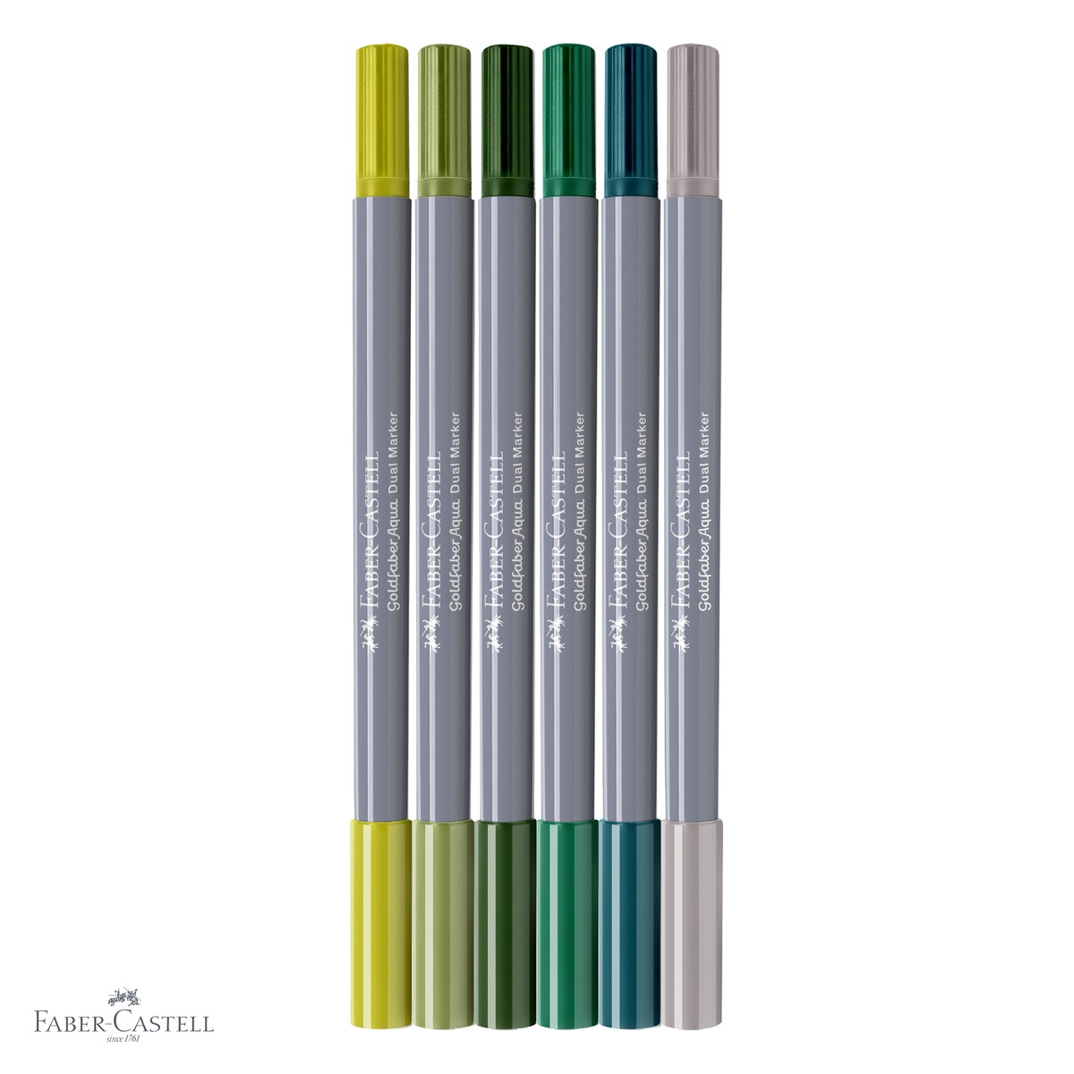 Set 6 markere solubile cu 2 capete Faber-Castell Goldfaber Lettering Jungle, varf pensula si varf fin, pentru desen si caligrafie [3]
