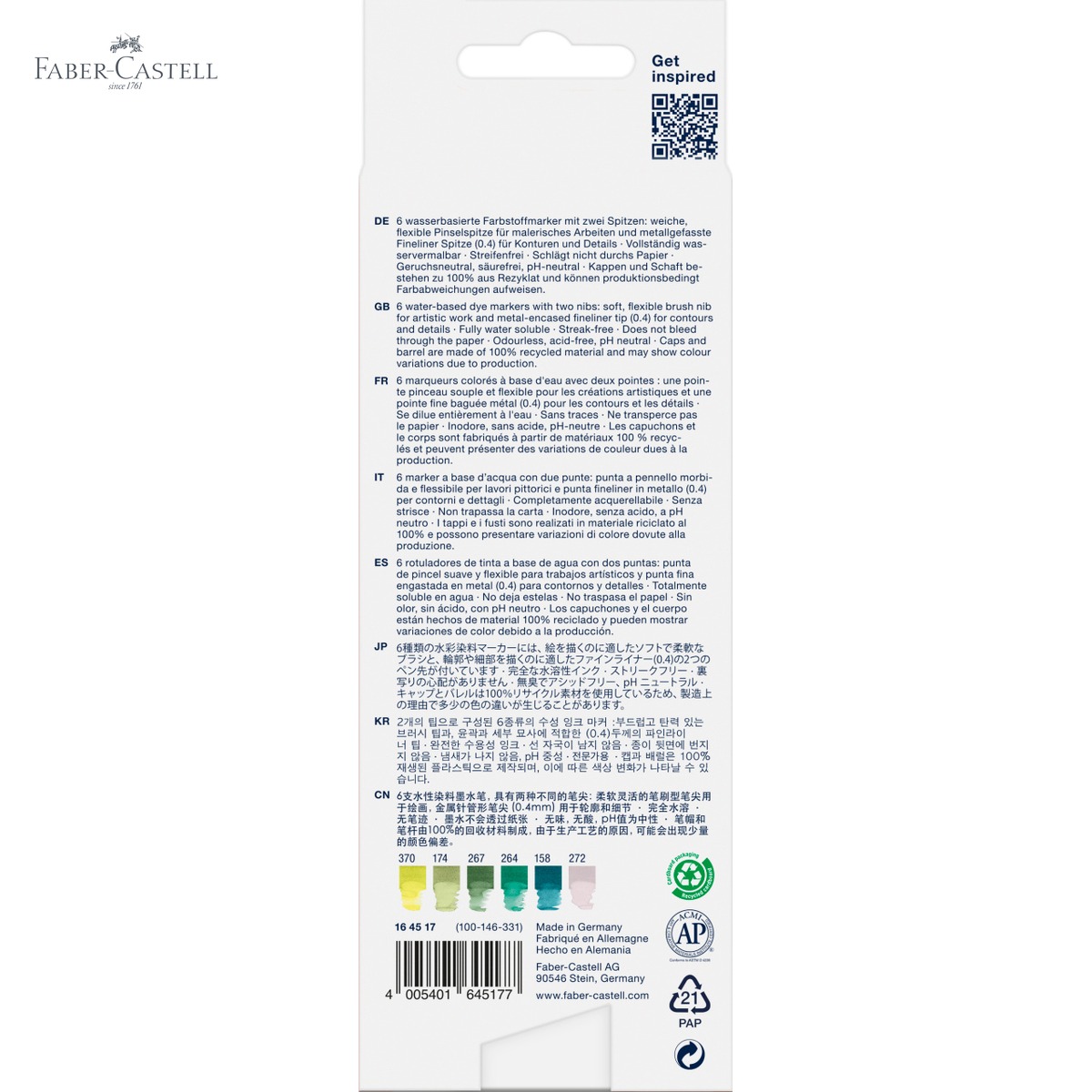 Set 6 markere solubile cu 2 capete Faber-Castell Goldfaber Lettering Jungle, varf pensula si varf fin, pentru desen si caligrafie [4]