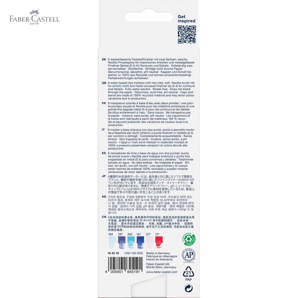 Set 6 markere solubile cu 2 capete Faber-Castell Goldfaber, lettering si desen artistic [4]