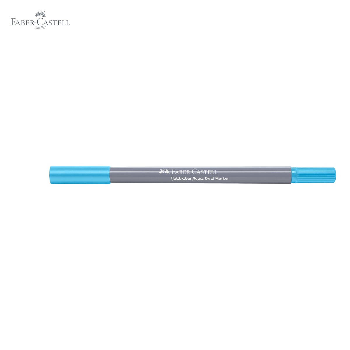 Marker solubil cu doua capete Faber-Castell Goldfaber, albastru mangan 245, varf pensula si varf fin, pentru desen artistic [4]