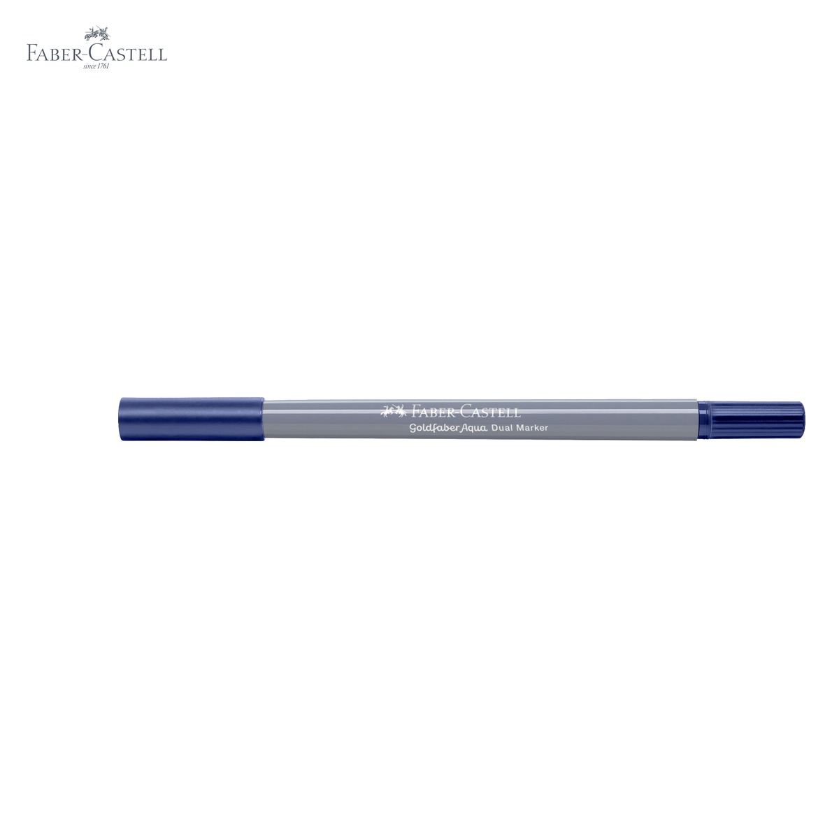 Marker solubil 2 capete Faber-Castell Goldfaber, varf pensula si varf fin 0.4 mm, albastru indian 247 [4]