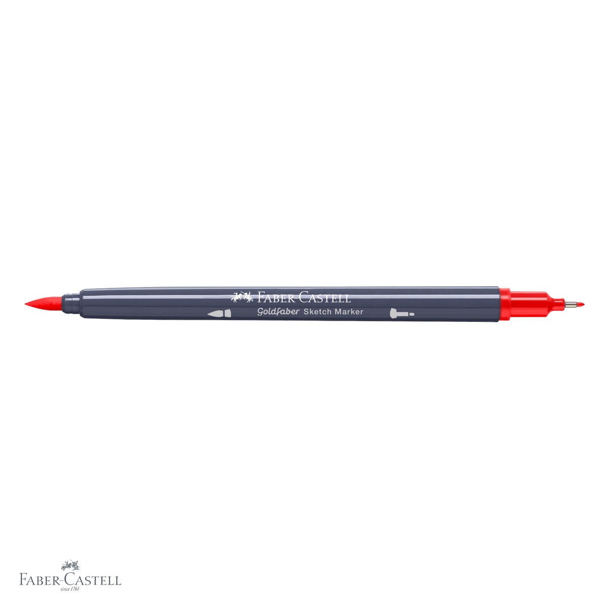 Marker cu 2 capete Faber-Castell Goldfaber, rosu scarlet 118, cerneala pe baza de alcool, pentru desen artistic si contururi [3]