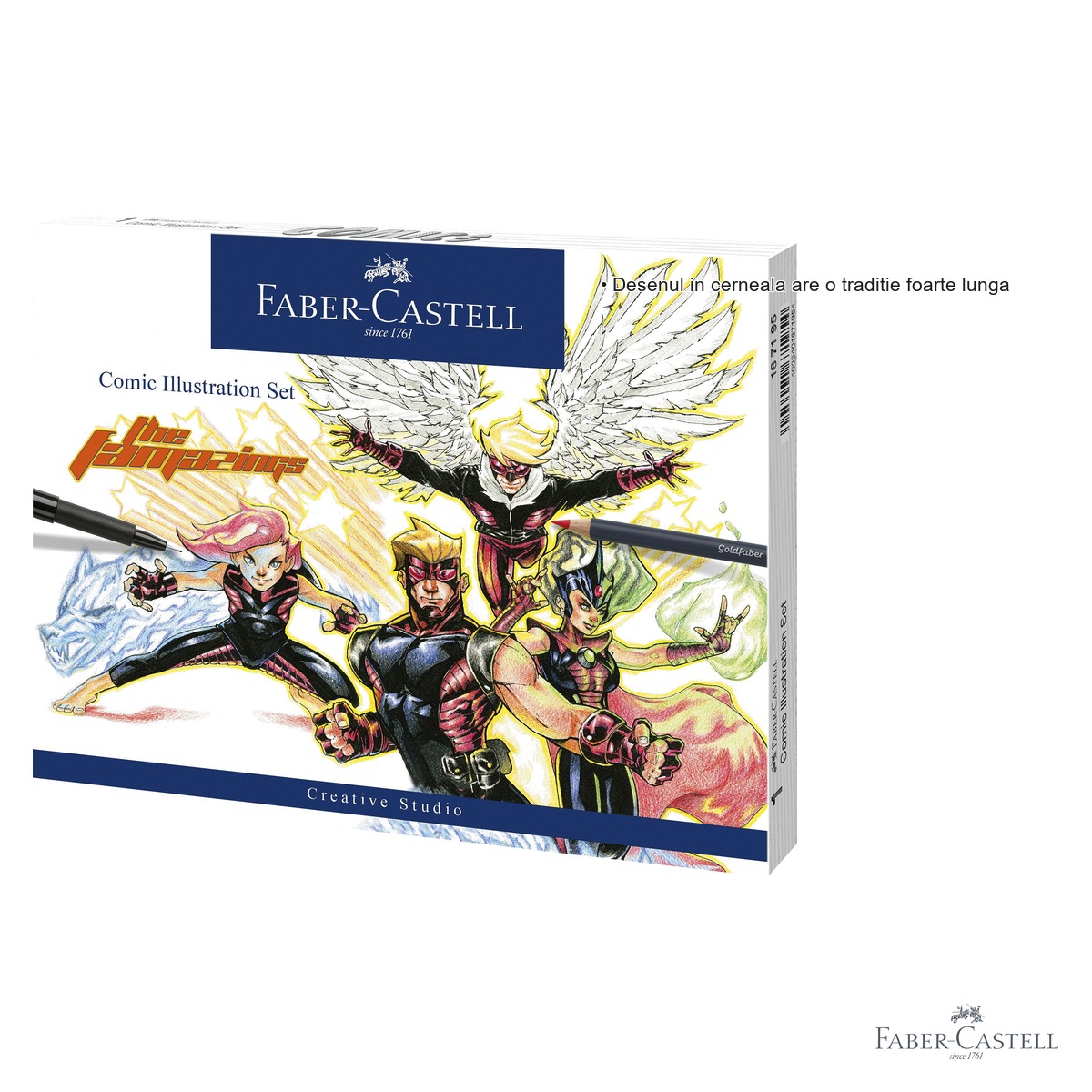 Set ilustratie comic 15 piese Faber-Castell, markere Pitt Artist Pen si creioane Goldfaber, pentru benzi desenate [2]