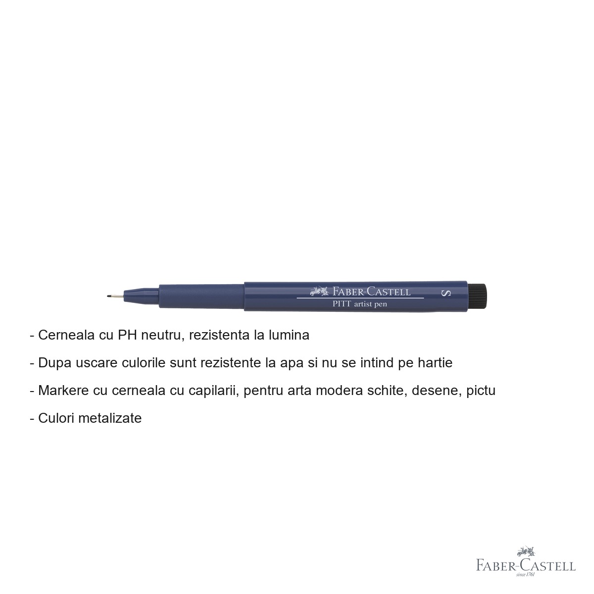 Liner Faber-Castell Pitt Artist Pen, varf S 0.3 mm, cerneala albastra indiana rezistenta la apa, pentru schite si desen artistic [1]