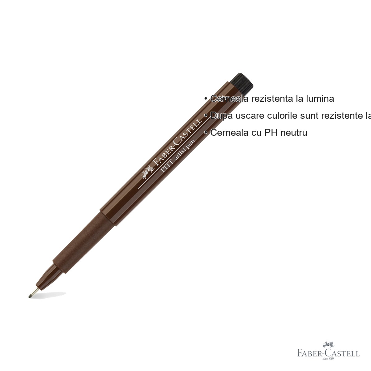 Liner Faber-Castell Pitt Artist Pen, varf F 0.5 mm, cerneala sepia rezistenta la apa, pentru schite si desen artistic [2]