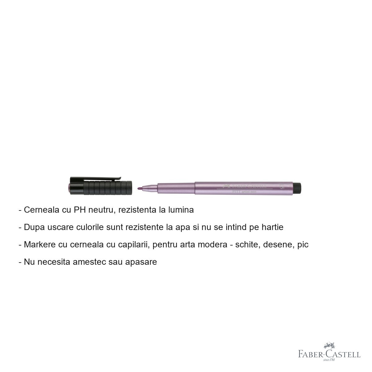 Marker Pitt Artist Pen Faber-Castell, culoare rubiniu metalizat, linie de 1.5mm pentru arta si grafica [1]