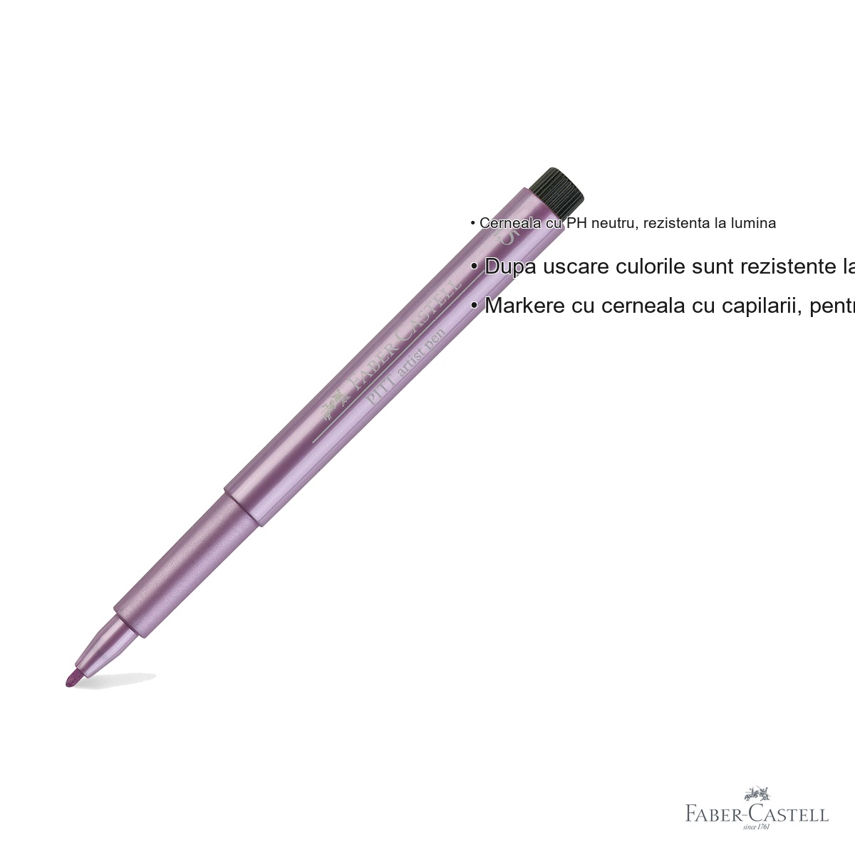 Marker Pitt Artist Pen Faber-Castell, culoare rubiniu metalizat, linie de 1.5mm pentru arta si grafica [2]