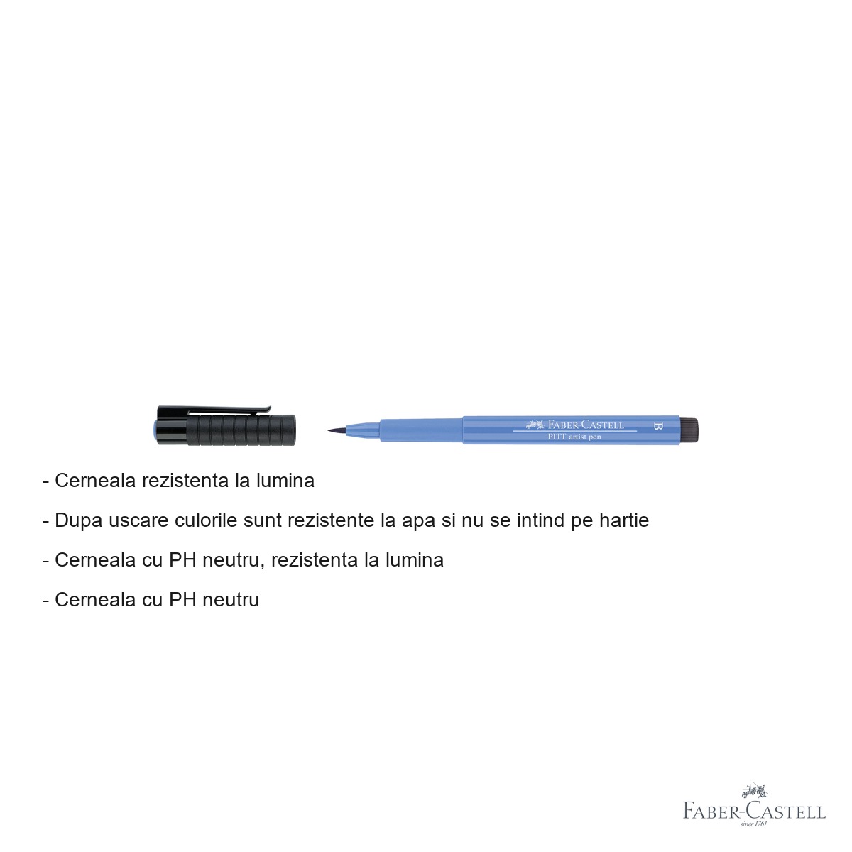 Marker tip pensula Faber-Castell Pitt Artist Pen, cerneala albastru ultramarin rezistenta la apa, pentru artisti si designeri [1]