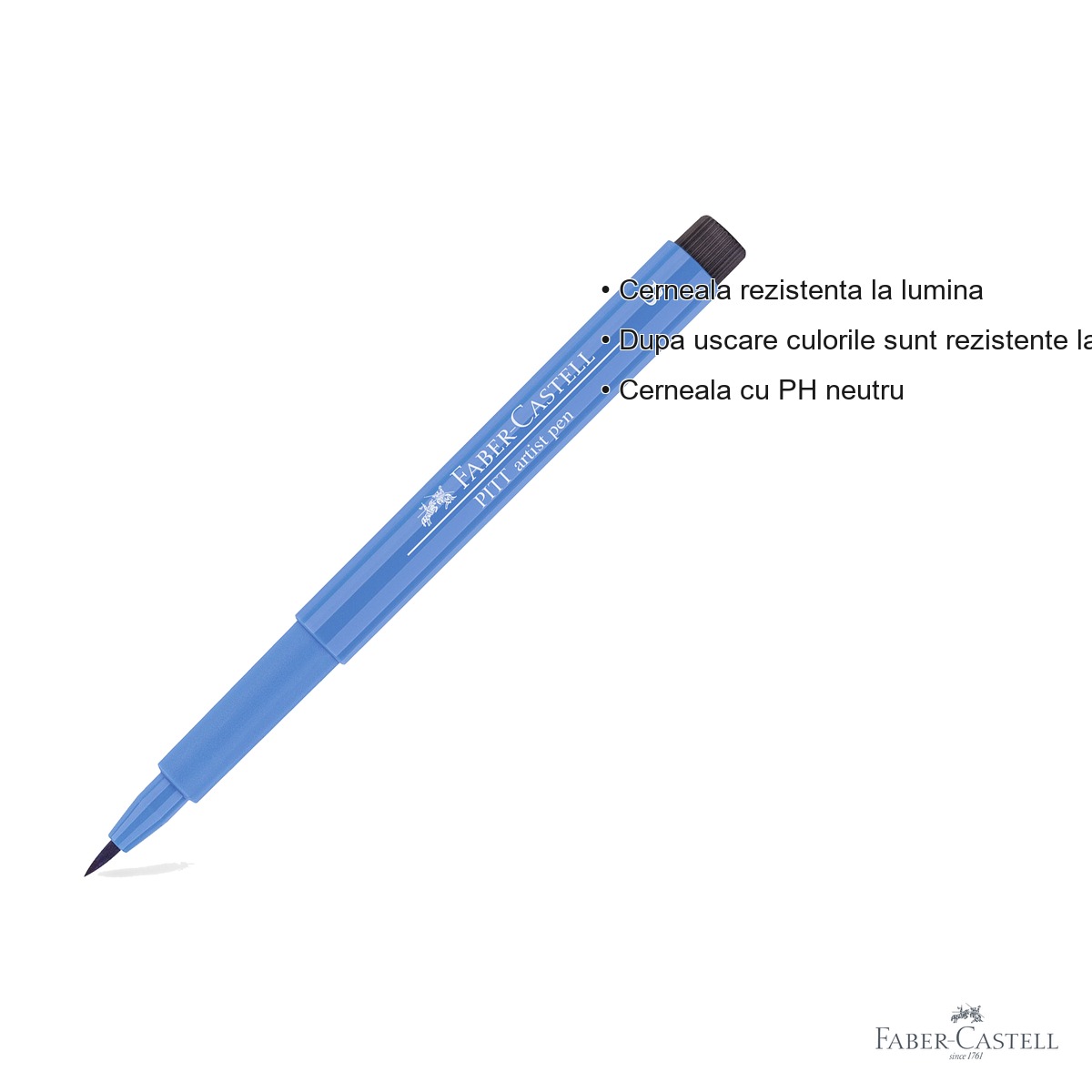 Marker tip pensula Faber-Castell Pitt Artist Pen, cerneala albastru ultramarin rezistenta la apa, pentru artisti si designeri [2]
