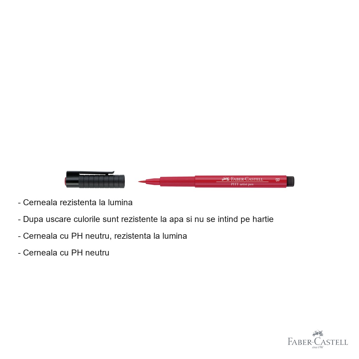 Marker tip pensula Faber-Castell Pitt Artist Pen, cerneala rosie deschis rezistenta la apa, pentru artisti si designeri [1]