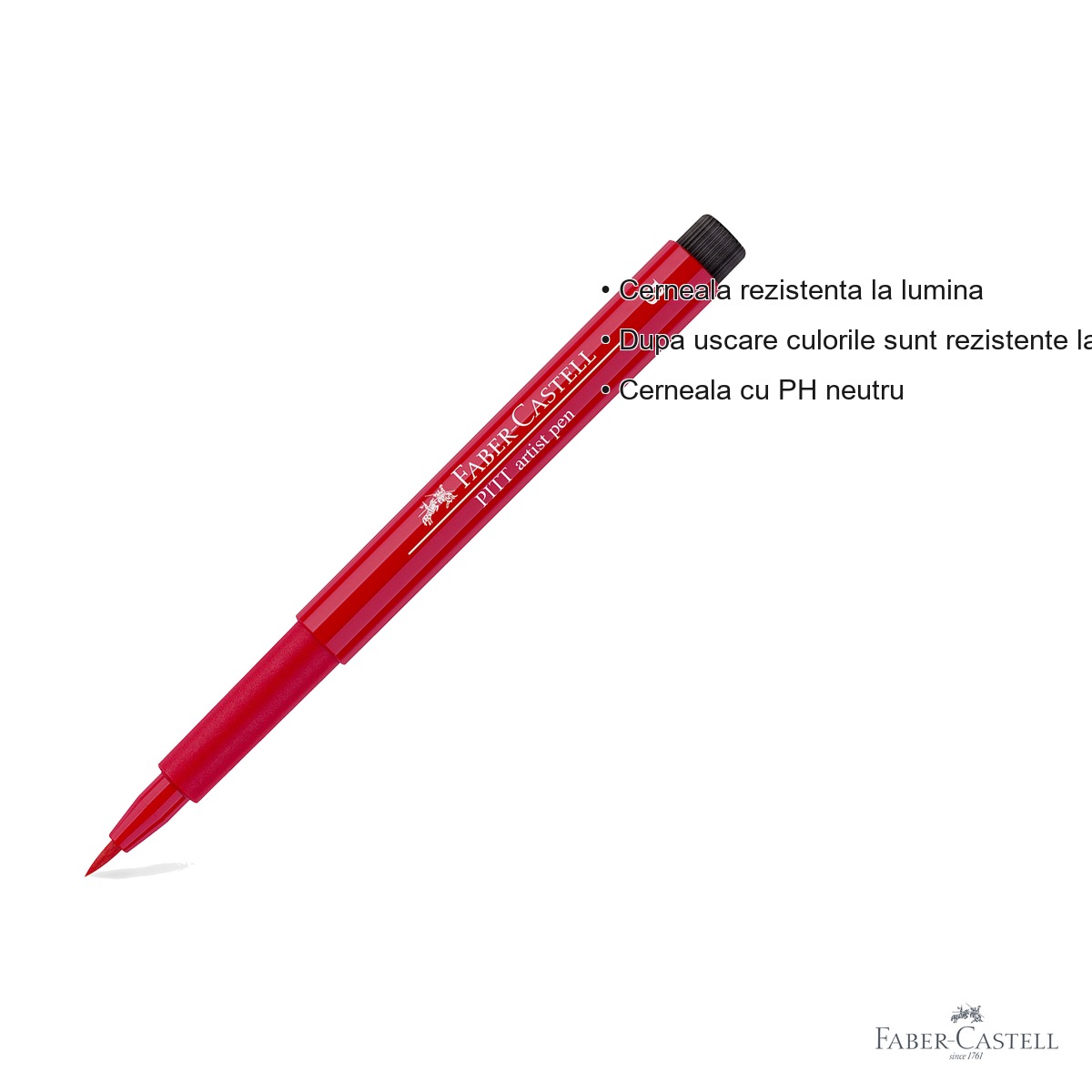 Marker tip pensula Faber-Castell Pitt Artist Pen, cerneala rosie deschis rezistenta la apa, pentru artisti si designeri [2]
