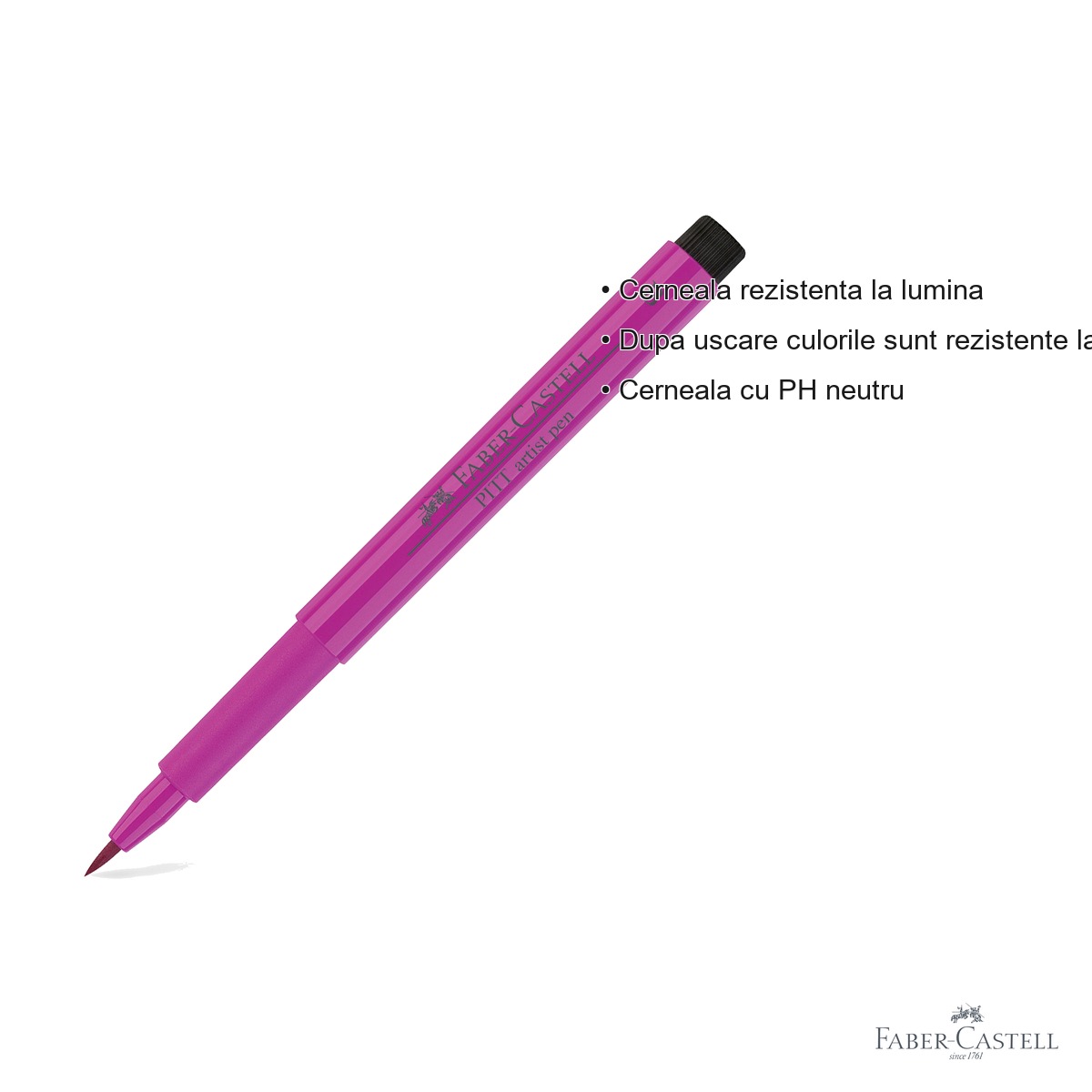 Marker tip pensula Faber-Castell Pitt Artist Pen, cerneala roz purpuriu mediu, pentru arta si schite [2]