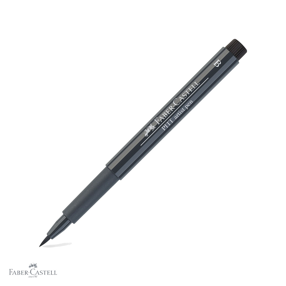 Markere si instrumente de desen artistic - Marker Faber-Castell Pitt Artist Pen cu varf pensula, cerneala gri rece, rezistenta la apa, pentru artisti si designeri