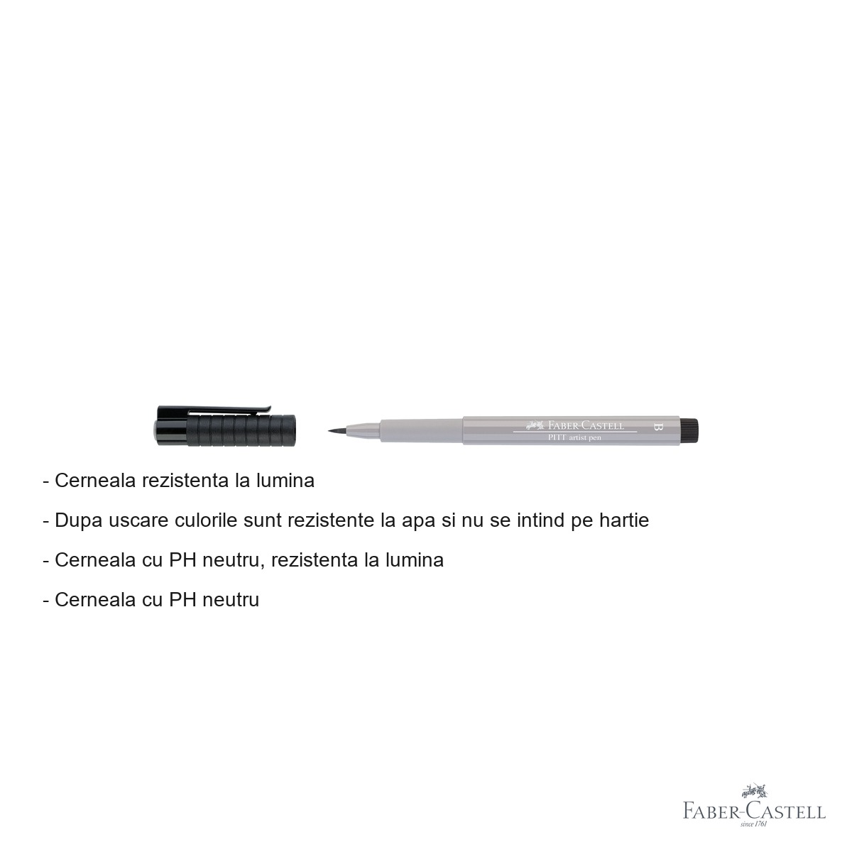 Marker tip pensula Faber-Castell Pitt Artist Pen, cerneala rezistenta la apa, gri cald III, pentru artisti si designeri [1]