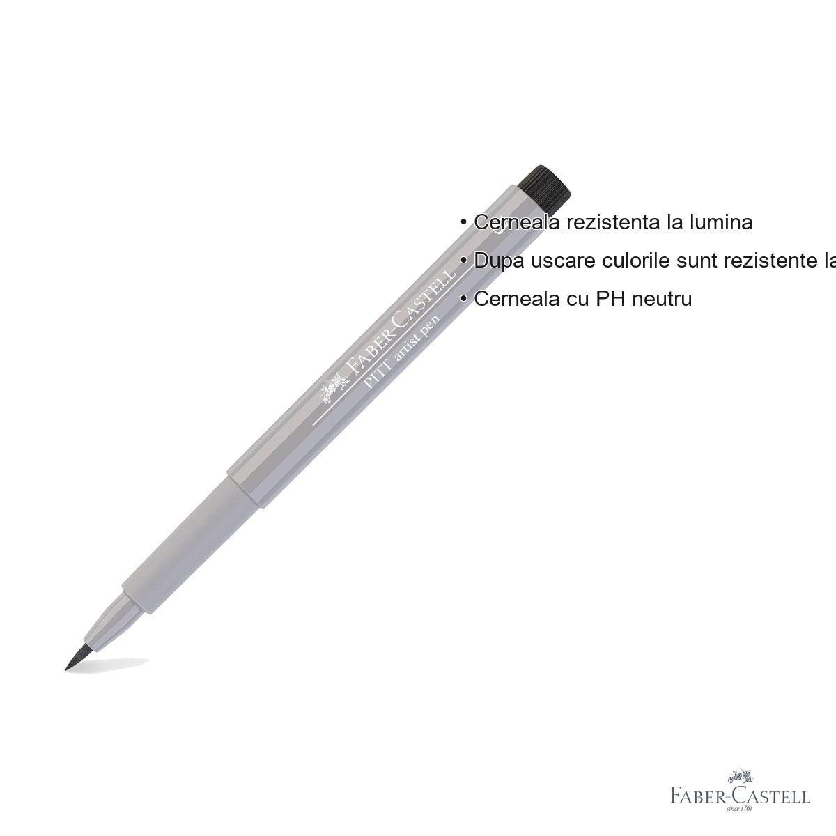 Marker tip pensula Faber-Castell Pitt Artist Pen, cerneala rezistenta la apa, gri cald III, pentru artisti si designeri [2]