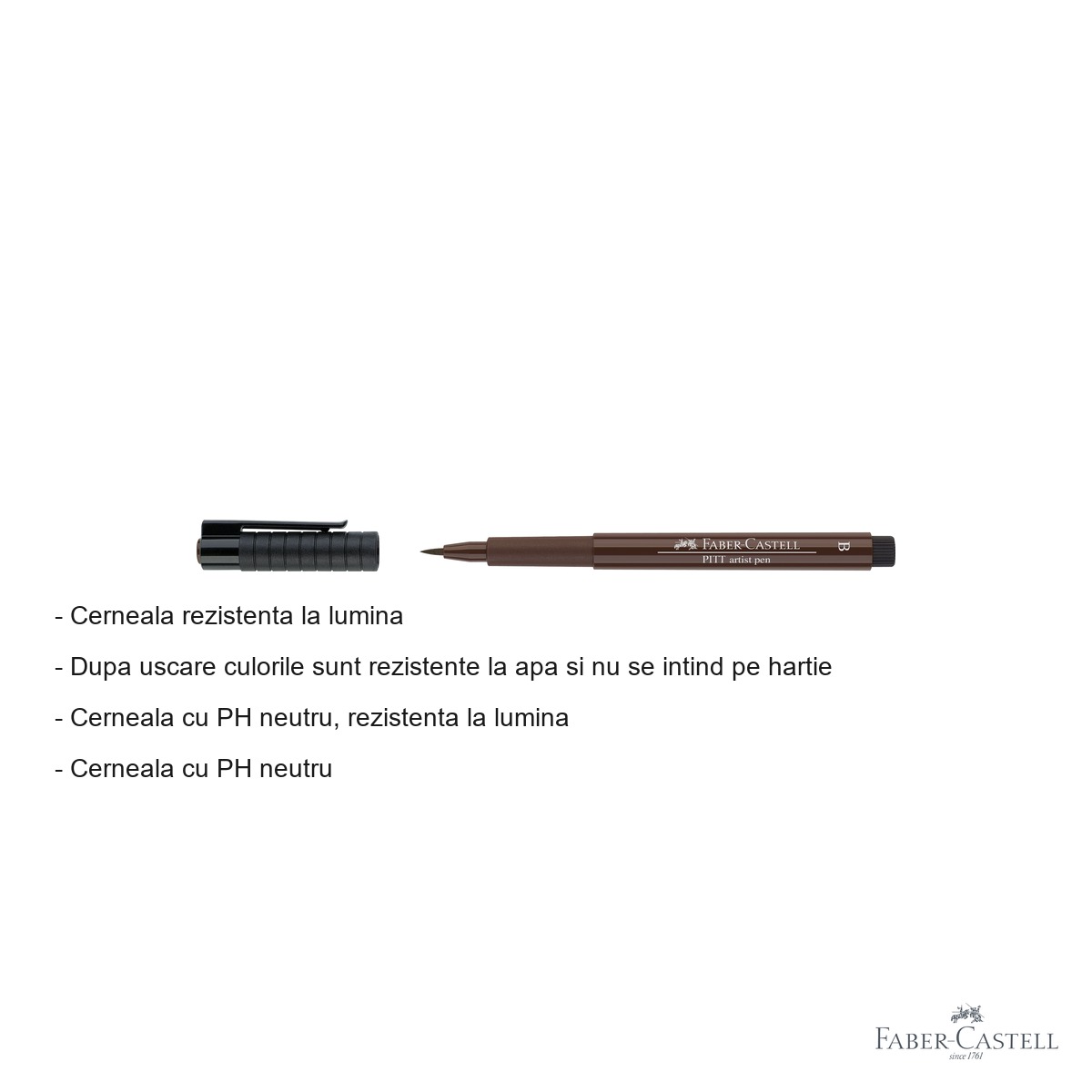 Marker tip pensula Faber-Castell Pitt Artist Pen, cerneala sepia rezistenta la apa, pentru artisti si designeri [1]