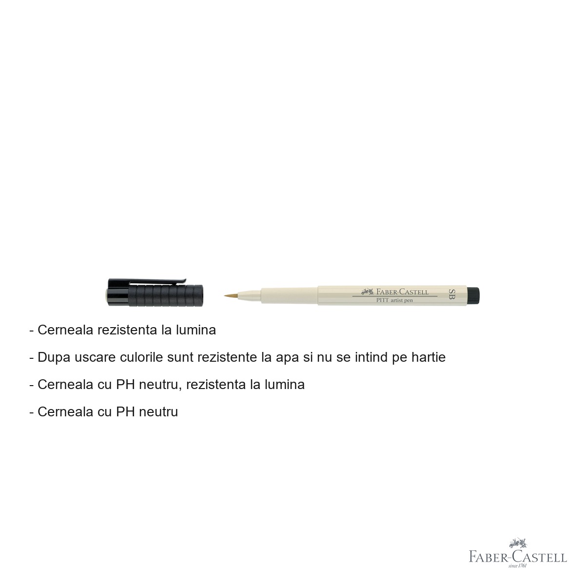 Marker tip pensula Faber-Castell Pitt Artist Pen Soft Brush, gri cald I, cerneala rezistenta la apa, pentru artisti si designeri [1]