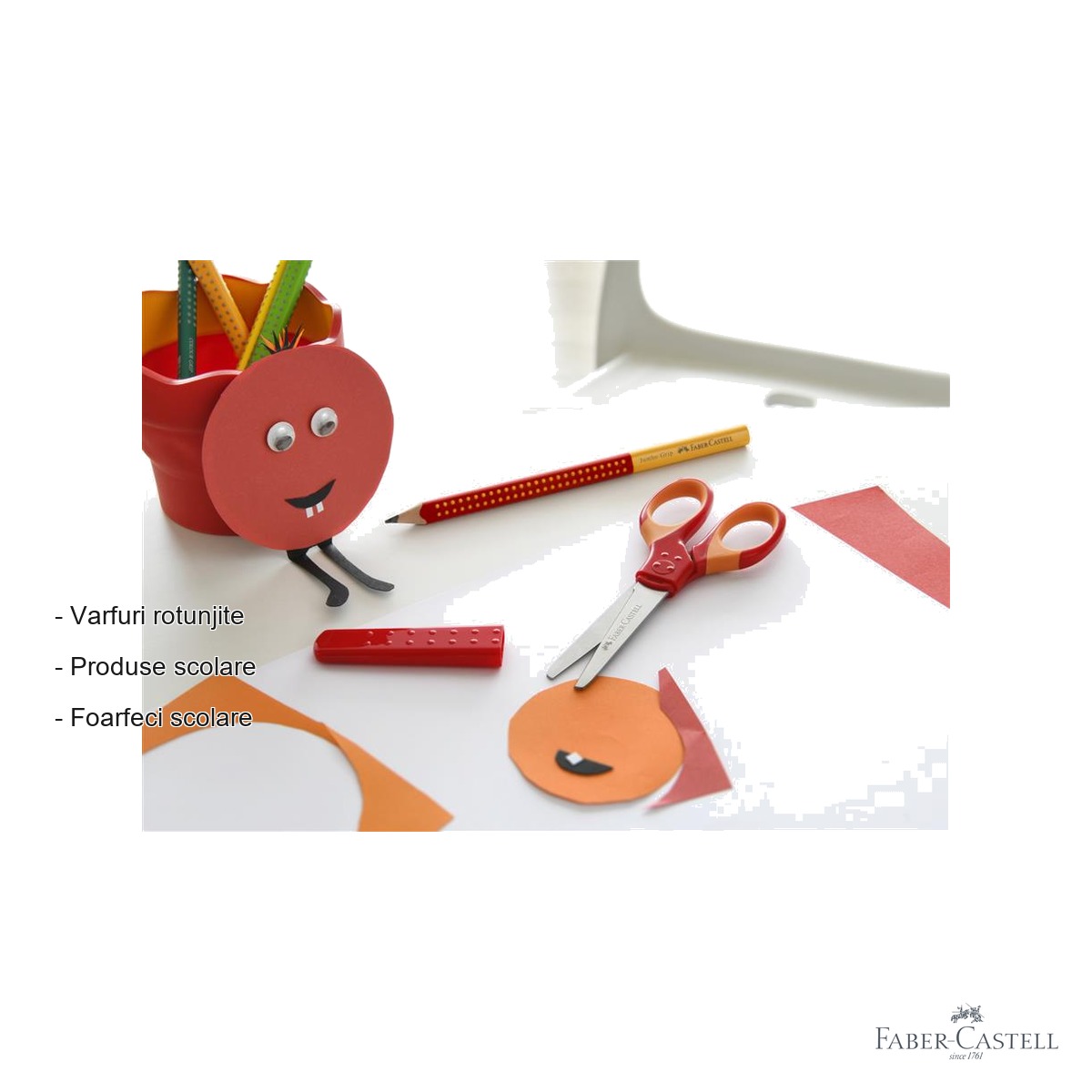 Foarfeca scolara Faber-Castell cu protectie grip, varfuri rotunjite, pentru copii de scoala primara [1]