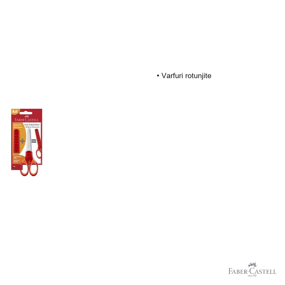Foarfeca scolara Faber-Castell cu protectie grip, varfuri rotunjite, pentru copii de scoala primara [2]