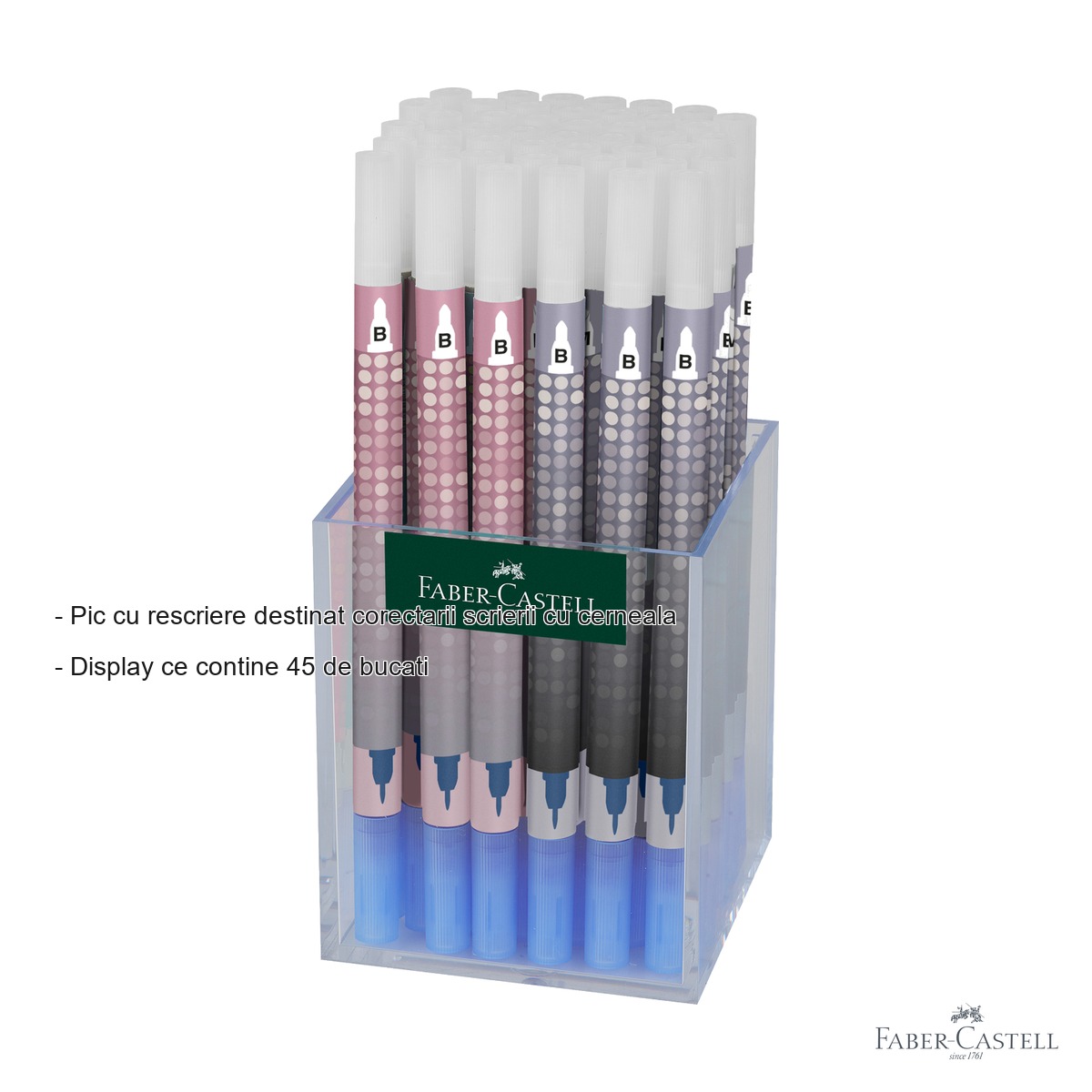 Pic cu rescriere Faber-Castell Scribolino, dublu varf (B), display 45 bucati, pentru corectii scriere cu cerneala [1]