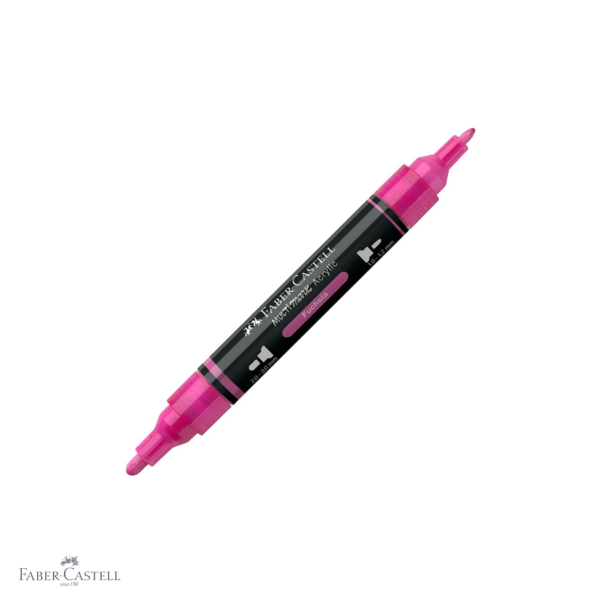 Markere - Marker acrilic Faber-Castell Multimark, culoare fucsia 125, varf dublu, pentru suprafete multiple
