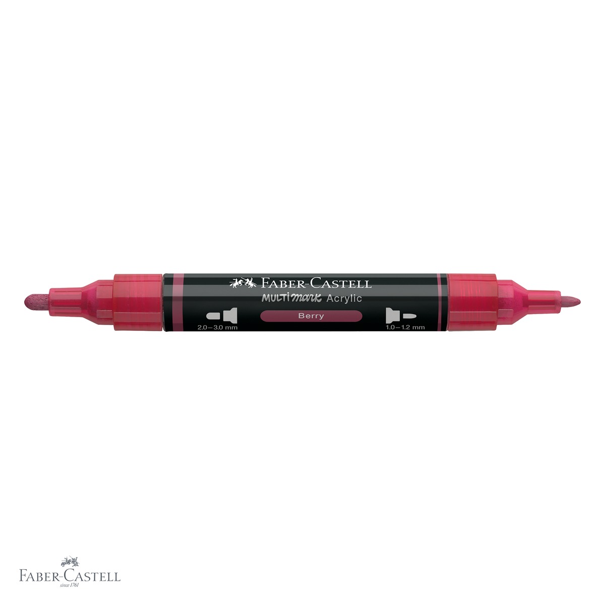 Marker acrilic Faber-Castell Multimark, culoare rosu zmeura 433, varf dublu, pentru multiple suprafete [3]