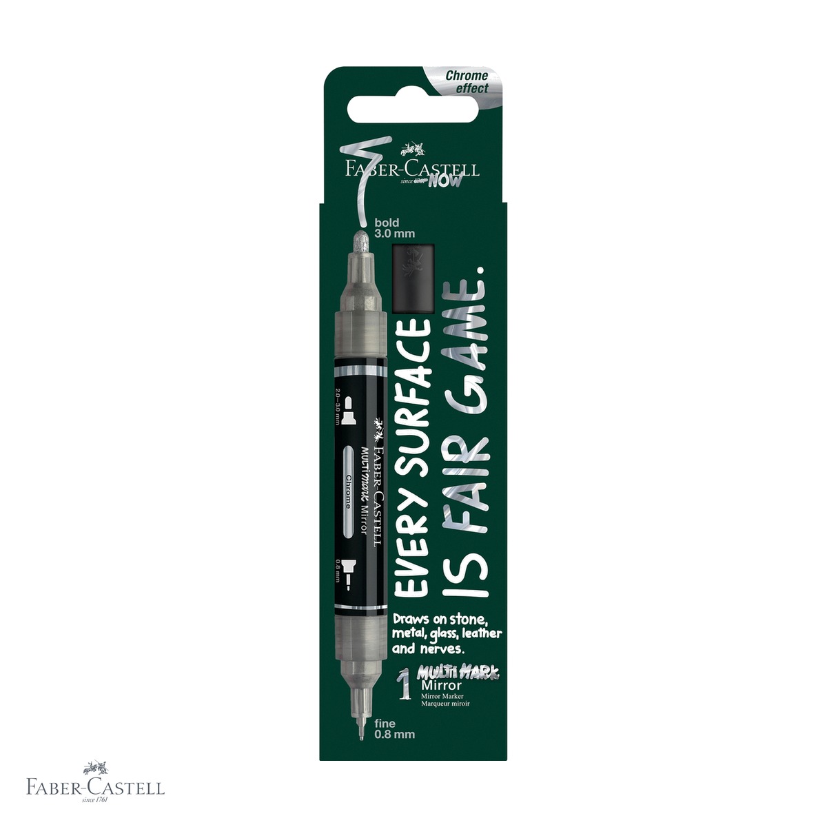 Markere - Marker acrilic Faber-Castell Multimark, efect oglinda, varf dublu, culoare 551, pentru suprafete multiple