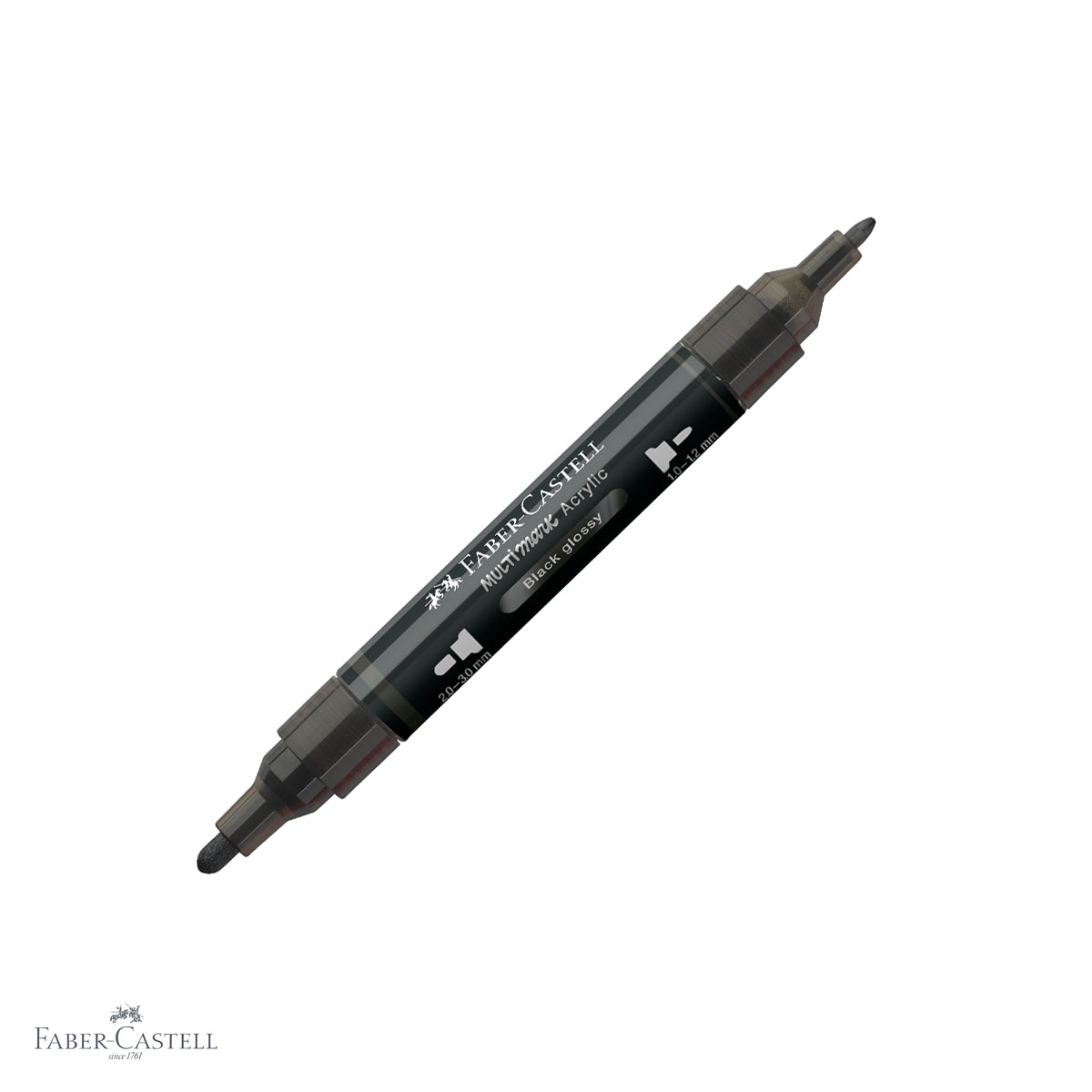 Markere - Marker acrilic Faber-Castell Multimark, negru lucios, varf dublu, pentru suprafete multiple