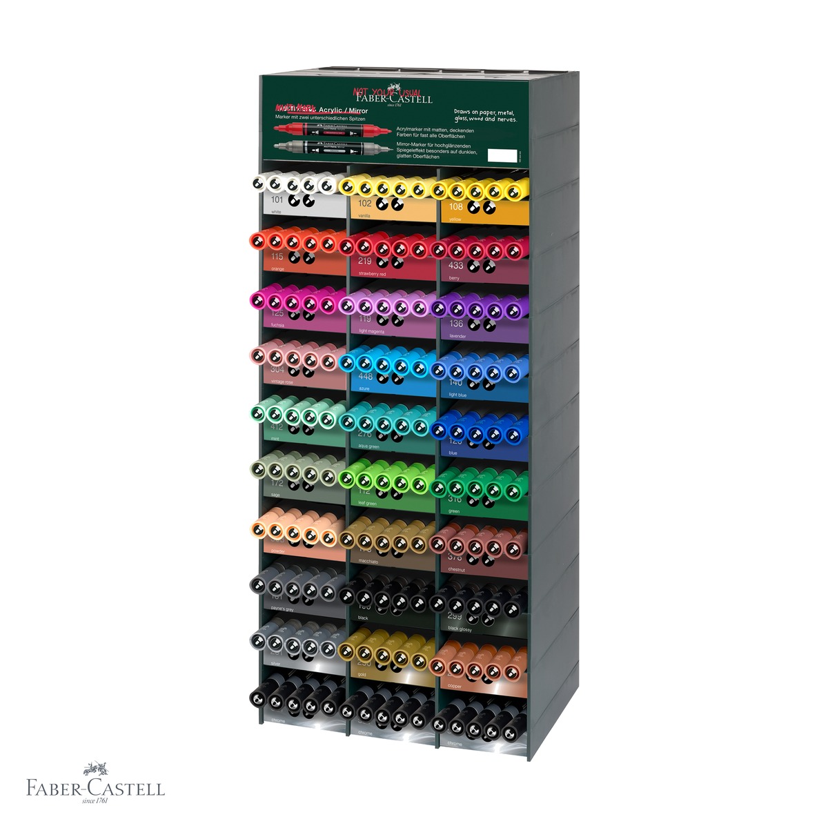 Markere - Modul acrilic Faber-Castell Multimark, set 150 markere acrilice cu varf dublu, pentru multiple suprafete