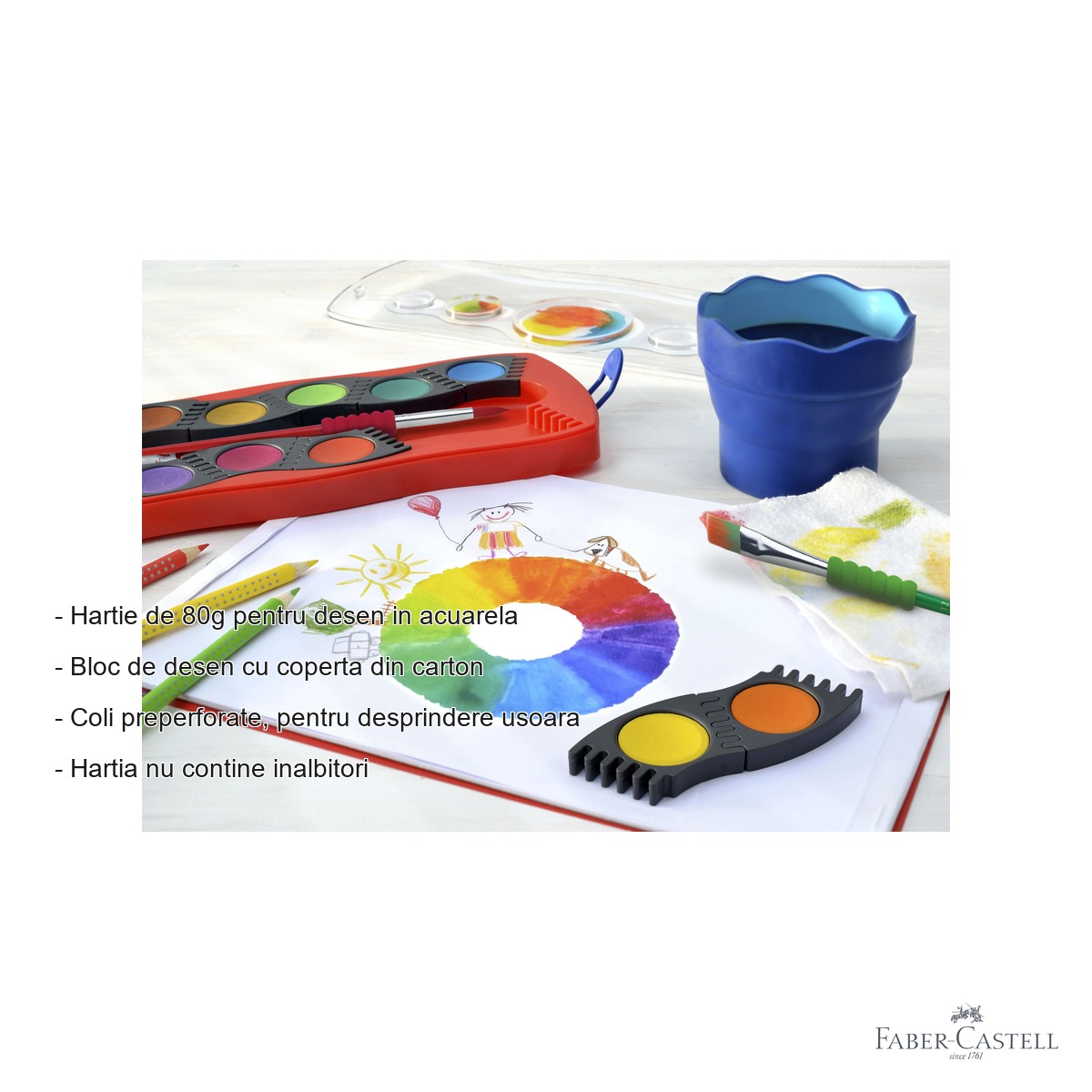 Bloc desen A4 Faber-Castell, 100 file, hartie 80g, pentru acuarela si desen [1]