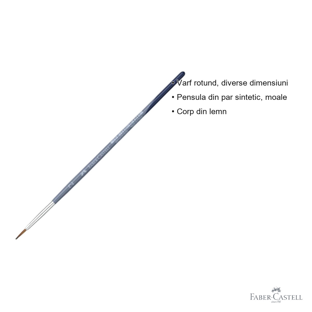 Pensula nr. 2 varf rotund Faber-Castell Creative Studio, par sintetic moale, pentru acuarela si culori solubile in apa [2]
