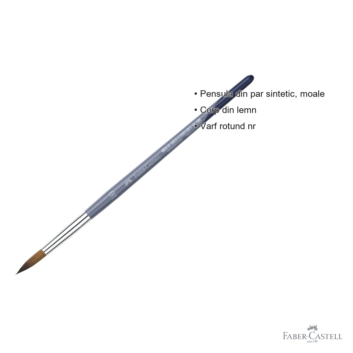Pensula Faber-Castell Creative Studio, varf rotund nr. 10, par sintetic moale, pentru desen si pictura [2]