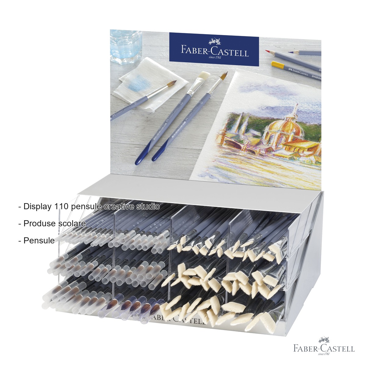 Display 110 pensule Creative Studio Faber-Castell, set profesional pentru desen si pictura [1]