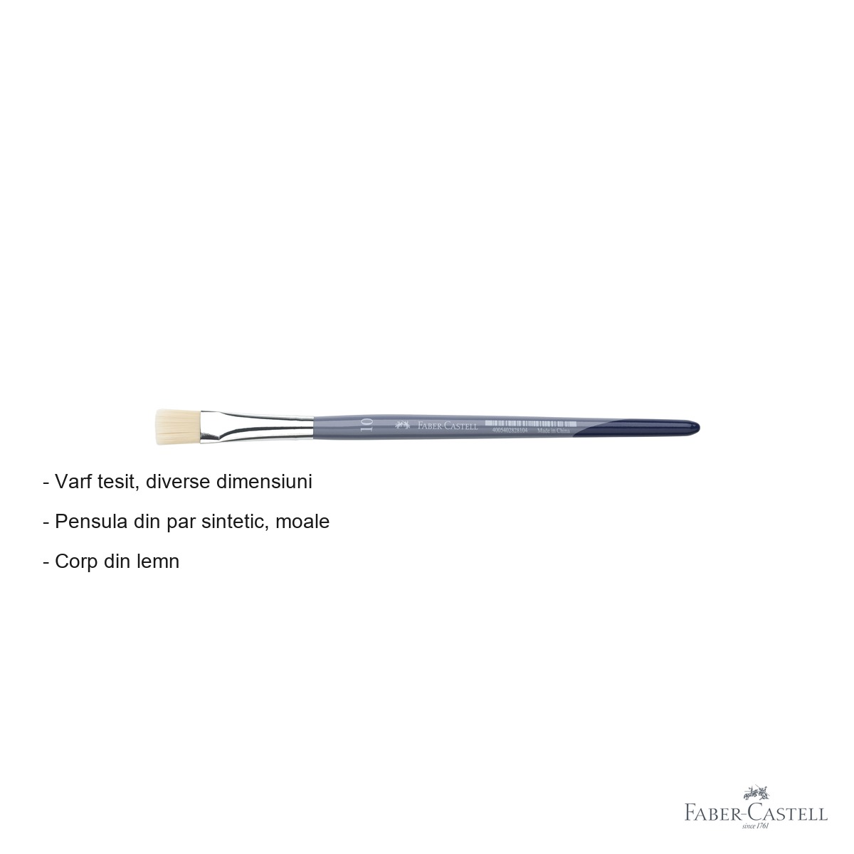 Pensula Faber-Castell Creative Studio nr. 10, varf tesit, par sintetic moale, pentru acuarela si culori solubile in apa [1]
