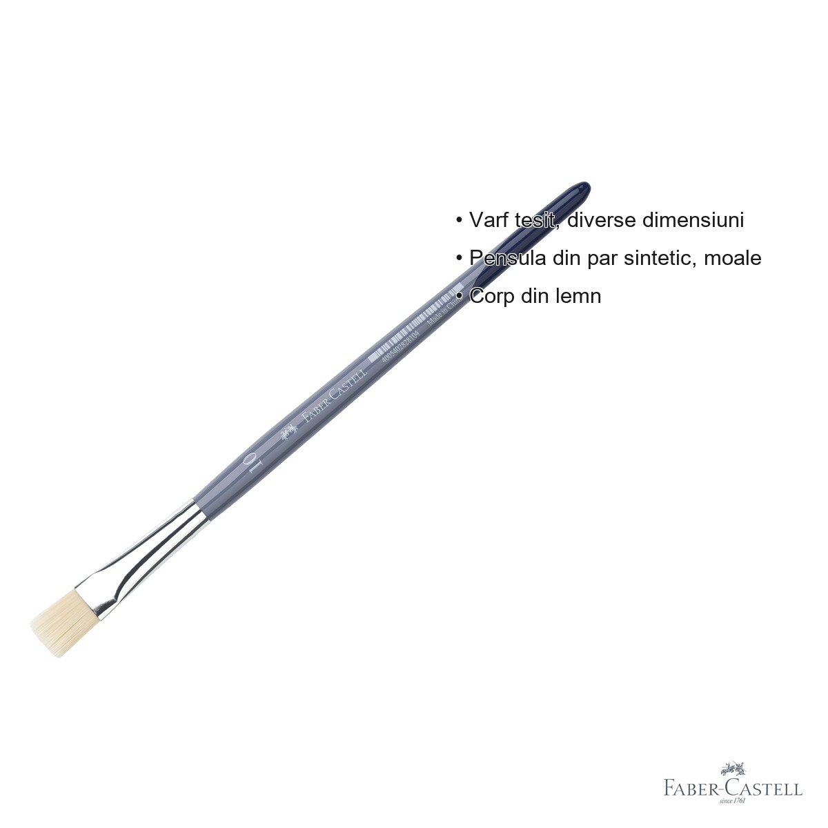 Pensula Faber-Castell Creative Studio nr. 10, varf tesit, par sintetic moale, pentru acuarela si culori solubile in apa [2]