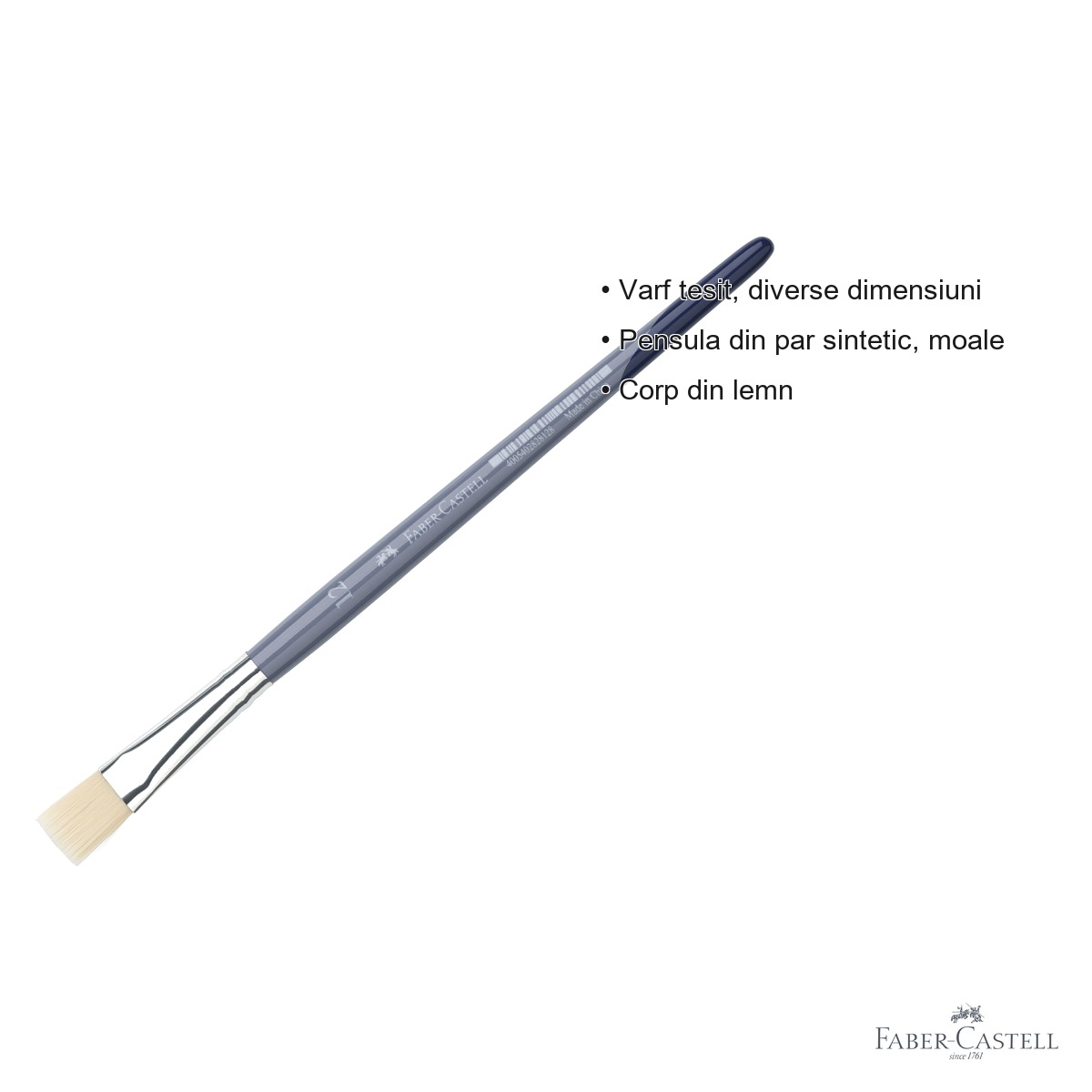 Pensula varf tesit nr. 12 Faber-Castell Creative Studio, par sintetic moale, pentru acuarela si culori solubile [2]