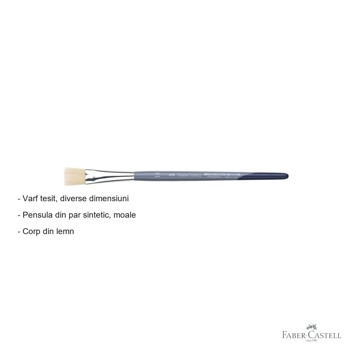 Pensula varf tesit nr. 14 Faber-Castell Creative Studio, par sintetic moale, pentru acuarela si culori solubile in apa [1]