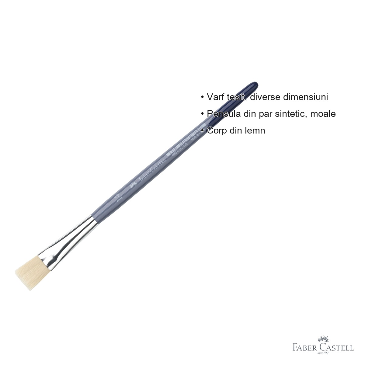 Pensula varf tesit nr. 14 Faber-Castell Creative Studio, par sintetic moale, pentru acuarela si culori solubile in apa [2]