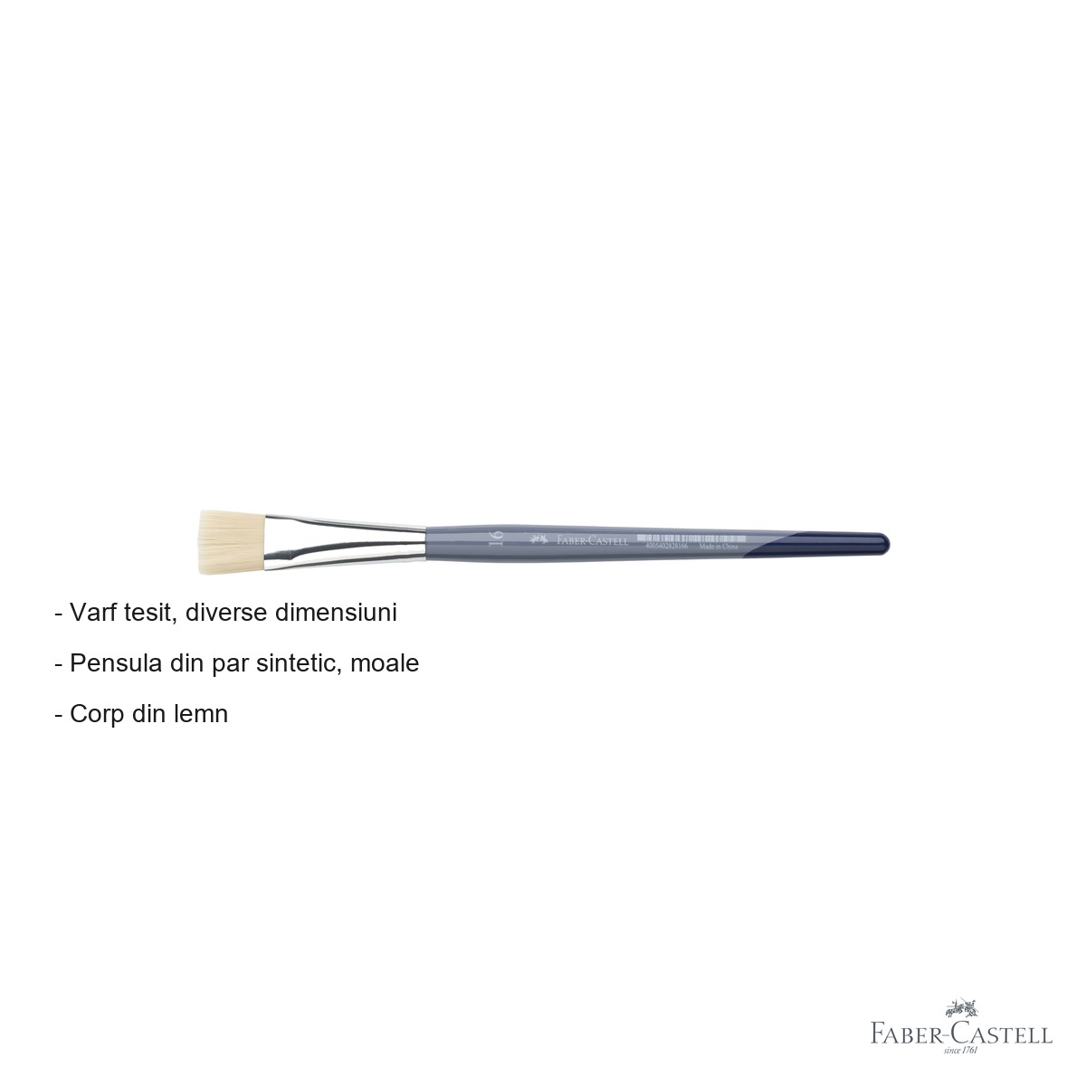 Pensula Faber-Castell Creative Studio nr. 16, varf tesit, par sintetic moale, pentru acuarela si culori solubile in apa [1]