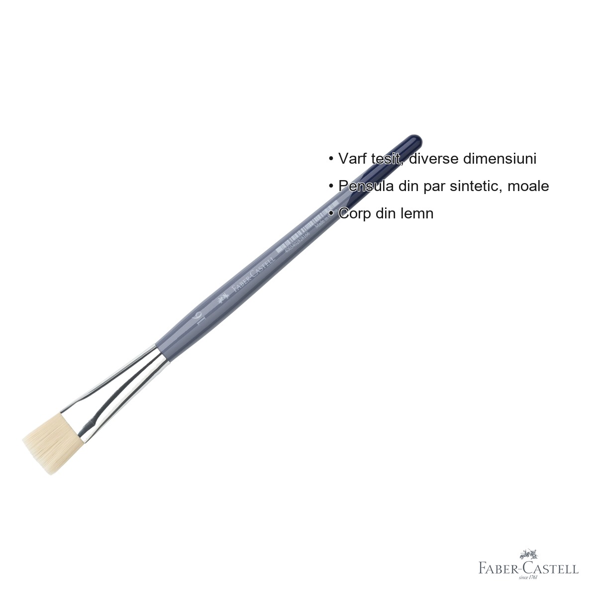 Pensula Faber-Castell Creative Studio nr. 16, varf tesit, par sintetic moale, pentru acuarela si culori solubile in apa [2]