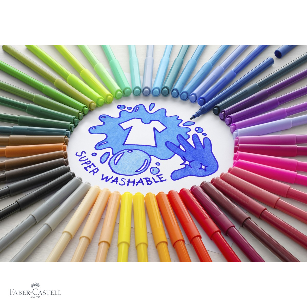 Set 12 carioci Faber-Castell, superlavabile, cerneala pe baza de apa, pentru copii [3]