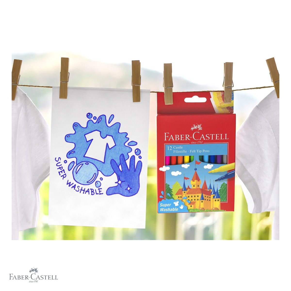 Set 24 carioci Faber-Castell, superlavabile, cerneala pe baza de apa, pentru copii [3]
