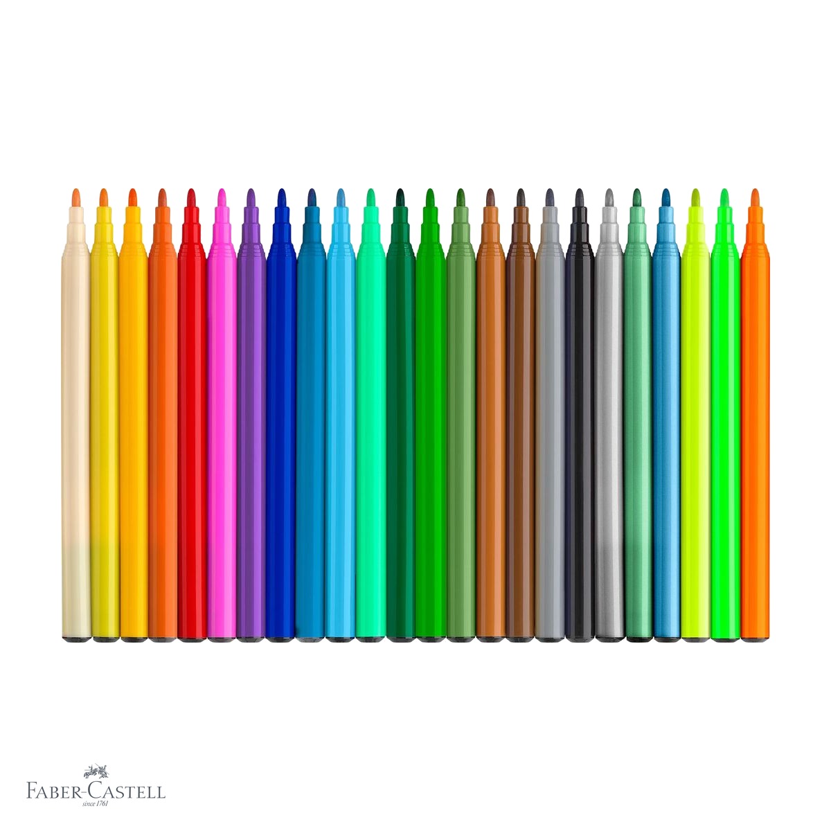 Set 24 carioci Faber-Castell colectia Dinozauri, 18 clasice + 3 metalizate + 3 neon, cu stickere, pentru copii [3]