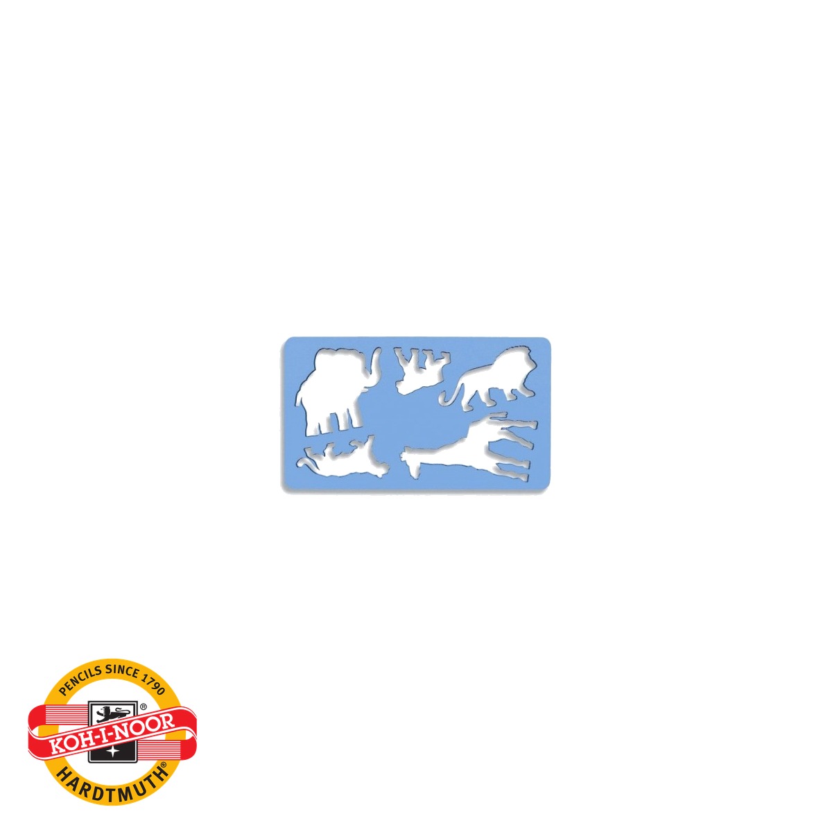 Sabloane pentru desen si creativitate - Sablon animale salbatice Koh-I-Noor, set 5 forme din plastic, pentru desen si activitati scolare